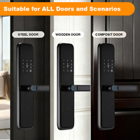 Cerradura de puerta inteligente WiFi para puerta de madera con código de llave, contraseña de huella dactilar y opciones de tarjeta de almacenamiento para el hogar y el hotel
