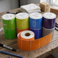 Étiquettes autocollantes personnalisées imperméables en rouleau pour codes-barres, carrées, pour logistique express, thermiques, en vinyle acrylique