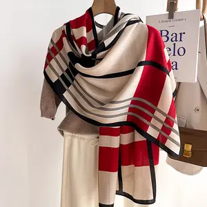 2024 New fashion style woven scarf wool like scarf for women jacquard logo shawl scarf