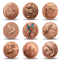 5 pièces de monnaie en cuivre AVDP OZ Oriental Crane, pièce de monnaie en cuivre UV colorée en relief avec détails floraux traditionnels