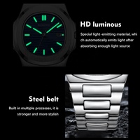 Montre LIGE BW8803 (40 mm) pour homme, robuste, en acier inoxydable, luxe, aiguilles lumineuses avec calendrier, étanche, avec boîte