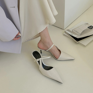 Summer New Sexy Baotou Shoes <b>Pointed</b> Shallow Mouth Thin High Heels Solid Color Women's Shoes - Product Image 5