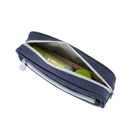 Estuche Escolar Personalizado Azul Marino de Gran Capacidad con Doble Cierre, Multifuncional, para Niños, Hecho de Tela de Poliéster