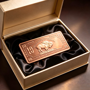 Barre de cuivre pur Buffalo vintage américaine de 10 oz, lingot de cuivre massif pour cadeaux clients - Product Image 1