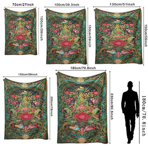 Couverture en flanelle à motif floral, couverture de sieste, douce pour la peau, réversible, pour chambre à coucher, salon, impression personnalisée OEM ODM YH- - Product Image 5