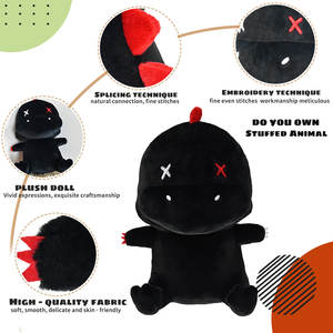 Vendita calda brutto simpatico <span class=keywords><strong>dinosauro</strong></span> <span class=keywords><strong>nero</strong></span> pesato peluche giocattolo Squishy animale film figura bambola di peluche personalizzato - Product Image 2