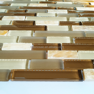 Marrone chiaro Design moderno striscia di mosaico laminato stampante a getto d'inchiostro pietra di vetro per pareti interne decorazione della casa Splash - Product Image 3