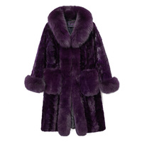 2025 Winter Neuerscheinung Importierter Vintage Nerz-Poncho Damen Langer Mantel mit Fuchspelzkragen für Mütter Mittleren Alters und Ältere Frauen