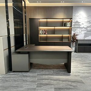 Muebles de Oficina Modernos, Escritorio Ejecutivo para CEO, Mesa de Madera de Lujo para Jefe con Almacenamiento, Luz LED, Escritorio Gerencial en Forma de L - Product Image 4