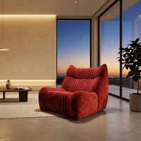 Fauteuil pouf moderne design Japandi pour salon ou café, canapé en tissu éponge pour la lecture