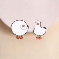 En gros, Broche de revers en alliage de zinc avec émail souple, motif Mouette Mignonne et Ronde, imprimée UV, pour sac à dos, veste, chapeau, Prêt à expédier