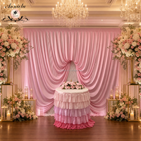 Rideau de fond de scène ANNIELU Factory rose pâle en spandex 2 voies, pré-cousu, à drapage spectaculaire pour mariages, événements et fêtes