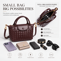 Sac à main en cuir pour femme, sacs à bandoulière en PU tressé, mini sac avec fermeture éclair, logo personnalisé OEM, vente en gros directe usine