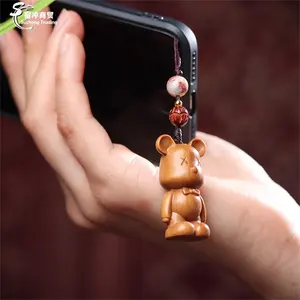 โปรโมชั่นน่ารักอะนิเมะ 3D สัตว์หมีไม้หัตถกรรมพวงกุญแจ