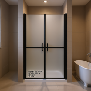 Puerta de Ducha Negra Esmerilada de 26.8-28x74.8 Pulgadas, Corredera, de Vidrio Templado, Rectangular Minimalista con Marco - Product Image 2