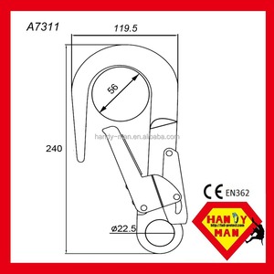 Mousqueton à double action en alliage d'aluminium (anodisé) – Fabricant OEM/ODM Taïwan – 25kN 109mm - Product Image 5