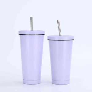 Stainless Steel Tumbler With Straw Double Wall Vacuum Insulated Travel <b>Cup</b> Minimalist Design 12-24 Hours Thermal Retention - Product Image 2