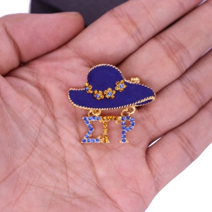 Azul Esmalte Chapéu Pinos Jóias Carta Grega Fraternidade Sigma Gamma Rho Cap Broche Jóias Por Atacado - Product Image 3