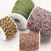 Rantai Bibir Multiwarna Stainless Steel 3x6MM Rantai Minyak Mengalir Rantai Buatan Tangan DIY Pembuatan Kalung Perhiasan Grosir