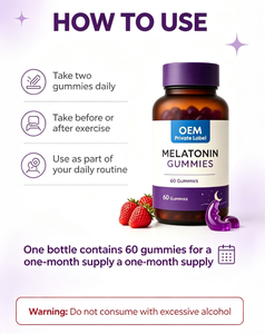 Gummies à la mélatonine en forme de lune, saveur fraise, 10 mg, 60 unités, OEM ODM, marque privée, Halal - Product Image 4