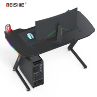 BEISIJIE, recién llegado, mesa de ordenador, escritorio de juegos en forma de Z con luces Led RGB, mesas de juego