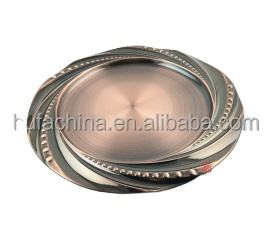 Новое зарядное устройство, модная тарелка, круглая металлическая тарелка из нержавеющей стали, 1109 позолоченная элегантная жемчужная тарелка, столовое золото на заказ - Product Image 3