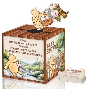 Baby-Shower-Dekorationen <span class=keywords><strong>Windel</strong></span>-Gewinnspiel-Box 50 Eintrittskarten <span class=keywords><strong>Winnie</strong></span>-Party-Deko Kartenbox Gastgeschenke Zubehör - Product Image 1