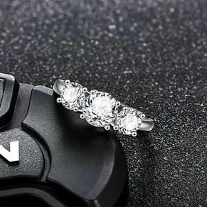 Anillos de Plata de Ley 925 de Joyería Fina de Lujo, Anillo de Moissanita Brillante, Anillos de Plata para Mujer - Product Image 4