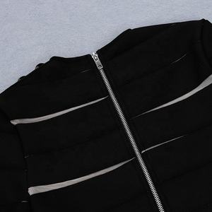 Nuevas mujeres elegante lujo manga larga grieta perspectiva ocasión Formal <span class=keywords><strong>Quinceañera</strong></span> cumpleaños noche cóctel fiesta vendaje vestido - Product Image 6