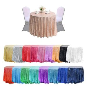 ผ้าปูโต๊ะกลมสีโรสโกลด์ประดับเลื่อมหรูหราสำหรับงานเลี้ยง ขนาด 120 นิ้ว ผ้าปูโต๊ะวิบวับสำหรับงานแต่งงาน - Product Image 1