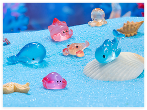 Dessin animé Mini résine lueur animaux <span class=keywords><strong>Figurine</strong></span> minuscules créatures marines 3D poisson pieuvre ermite crabe baleine homard sacs aveugles poupée de jardin - Product Image 4