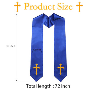 Écharpe de chœur brodée en satin de coton rectangulaire de 4,5 cm pour l'église, le chœur, les mariages, le clergé et les occasions honorifiques – Collection Printemps 2025 - Product Image 5