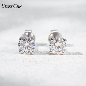 Boucles d'oreilles solitaires en or blanc 10K et or rose avec diamant rose pâle Stars Gem pour femme, bijoux - Product Image 3