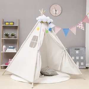 Детские палатки, портативный складной вигвам для игр, мультяшная Милая индийская детская палатка, уличная детская игровая палатка, Холщовый хлопковый треугольный вигвам