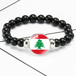 Bracelet élastique <span class=keywords><strong>noir</strong></span> avec drapeau <span class=keywords><strong>de</strong></span> la Jordanie, orné <span class=keywords><strong>de</strong></span> perles et <span class=keywords><strong>de</strong></span> cristaux, souvenir <span class=keywords><strong>de</strong></span> voyage patriotique, avec bouton-pression <span class=keywords><strong>de</strong></span> remplacement - Product Image 2