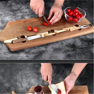 Planche à découper en bois d'acacia la plus vendue avec couteau à manche en bois de cerf <span class=keywords><strong>et</strong></span> pot, planche à fromage <span class=keywords><strong>et</strong></span> couteau pour aliments délicieux - Product Image 3