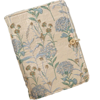 Carnet à feuilles mobiles vintage avec couverture en tissu brodé de fleurs, pages détachables et boutons élégants