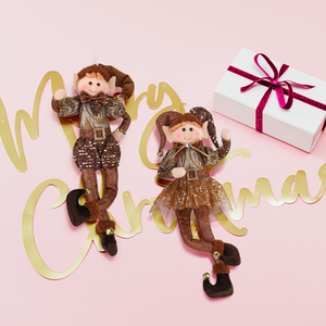 Zaves noël décor à la maison elfe brun <span class=keywords><strong>elfes</strong></span> garçon avec des chapeaux pointus chaussures mignon noël décor à la maison poupées en peluche paire - Product Image 5