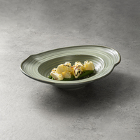 Vaisselle en porcelaine de style nordique, couleur vert haricot réactif, pour table de haute couture, bols de service ovales uniques en céramique