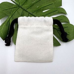 Wholesale Eco-Friendly Recyclable Cotton <b>Drawstring</b> Bag Screen-Printed Herringbone Cotton <b>Drawstring</b> <b>Pouch</b> - Product Image 3