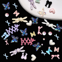 Lot de 12 breloques en résine pour ongles, motifs 3D mignons (cœurs, nœuds, rubans), style doux et minimaliste, pour la décoration d'ongles et les fournitures DIY