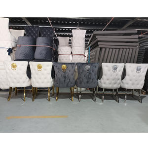 Chaises de <span class=keywords><strong>salle</strong></span> <span class=keywords><strong>à</strong></span> <span class=keywords><strong>manger</strong></span> modernes et luxueuses, avec boutons en velours touffeté, heurtoir de lion, pieds en acier inoxydable, ensembles de 6 chaises de <span class=keywords><strong>salle</strong></span> <span class=keywords><strong>à</strong></span> <span class=keywords><strong>manger</strong></span> - Product Image 5