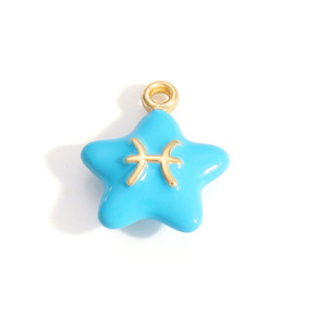 Colgante de estrella de aleación con 12 constelaciones en color macarrón para la elaboración de collares, accesorios de joyería DIY - Product Image 5