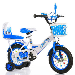 Vélo d'apprentissage pour enfant, best-seller, avec roues d'équilibre, bleu et violet, avec réflecteur/miroir, siège arrière et filet de protection - Product Image 6