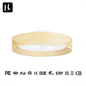 Ventilateurs de plafond modernes à LED 3 couleurs de 18 pouces, 6 vitesses, avec éclairage intelligent à intensité variable, télécommande, profil bas, montage encastré, moteur DC pour chambre à coucher - Product Image 1