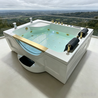 Baignoire Spa Autoportante de Luxe en Acrylique de 72 Pouces avec Jets de Massage à Bulles d'Air et Télévision pour Adultes