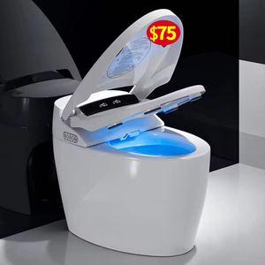 WC intelligent de haute qualité à prix abordable avec bidet intégré, réservoir encastré allongé, siphon en S, fixation au sol, ouverture automatique par capteur et télécommande - Product Image 1