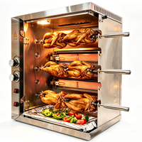 Machine à griller le poulet au gaz pour la restauration, en acier inoxydable, avec 5 broches, four à rôtir automatique pour poulet et viande