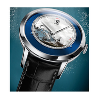 Montres mécaniques d'occasion en acier, de style moulin à vent, à motif 3D similaire, conçues et produites en usine, pour la marque propre des clients