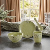 Ensemble d'assiettes en mélamine 4 pièces, motif floral de couleur verte, vente en gros, vaisselle, livraison gratuite